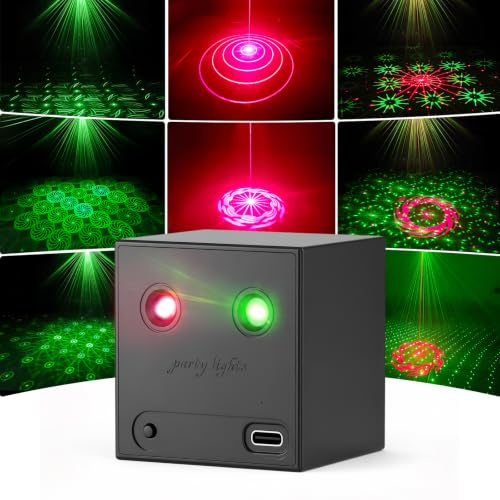 Propulsion Life Mini Discolicht Partylicht Akku, R/G 600mAh Wiederaufladbar DJ Projektor Musikgesteuert mit 64 Dynamischen Bühnenlicht Effekten, USB Party Lichter für Geburtstage Feste Feierlichkeiten
