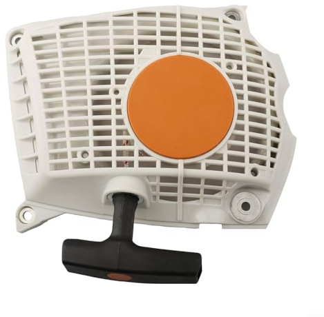 Reversierstart Vorrichtung für Kettensäge, Kunststoff Rückzugsstarter passend für MS261 und MS261C, Ersatzteil Nr. 1141 080 2100, orange-weiß, einfache Montage für zuverlässigen Betrieb