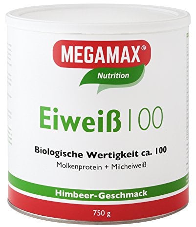 Megamax Eiweiss Himbeere 750 g | Molkenprotein + Milcheiweiß Für Muskelaufbau,Diaet | 2k-Eiweiss ideal zum Backen | hochwertiges Low Carb Eiweiß-Shake | aspartamfrei Eiweiß-pulver mit Aminosäuren