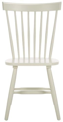SAFAVIEH Home Collection Parker Farmhouse Off-White Windsor Spindle Solid Wood Dining Chair Set of 2