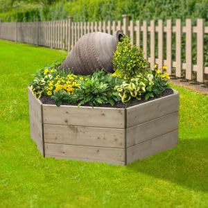 Greena Hexagonal Timber Raised Garden Planters For Outdoor Plants Vegetables Herbs Flowers Renewable Scandinavian Pine Pressure Treated For Long Product Life Made in the UK 60(L) cm x 45(H) cm
