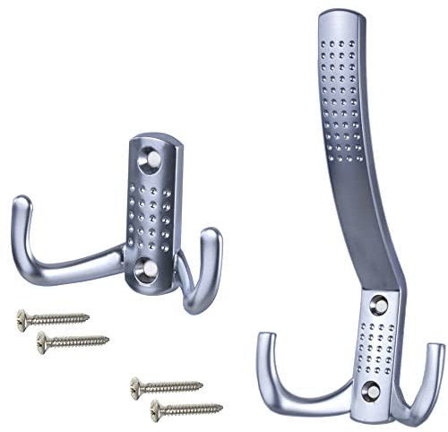 Stahlia Garderobenhaken Kleiderhaken Garderobe (2 Stück) CHROM MATT Metallhaken Haken zum Schrauben Haken für Garderobe Handtuchaufhänger