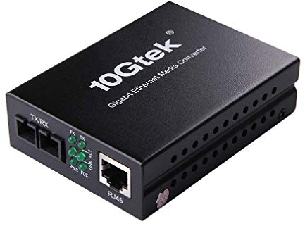 10Gtek® Gigabit Ethernet Medienkonverter, mit Built-in 1Gb Single-Mode SC Transceiver, Single-Mode Dual SC Faser Connector, 1310nm, 20km