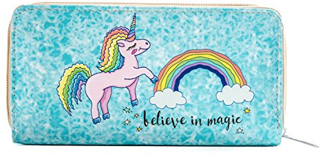 DonDon Porte-Monnaie Portemonnaie Portefeuilles pour Femme avec Licorne Believe in Magic