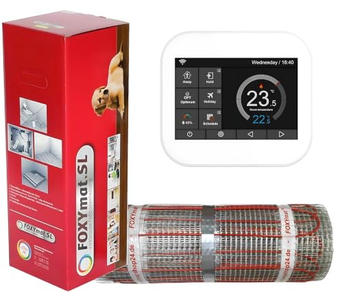 FOXYMAT.SL RAPID elektrische Fußbodenheizung, 8.0 m² (0.5m x 16m) | 200 Watt pro m², mit Thermostat SPSW