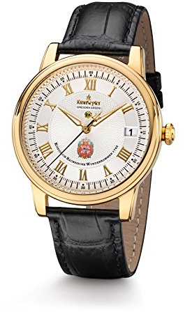 Kronsegler Dresden Green II Herren Quarz Armbanduhr Diamant Quarz Vergoldet-Weiss