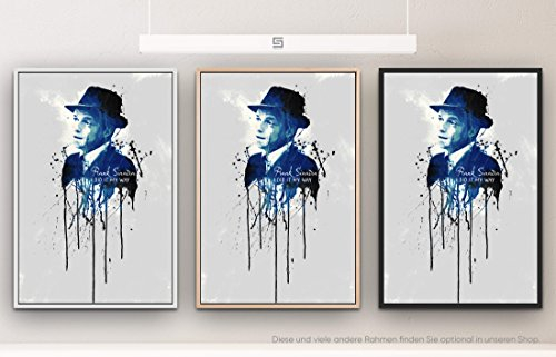 Paul Sinus Art Frank Sinatra 90x60cm auf Leinwand im Schattenfugenrahmen Weiss