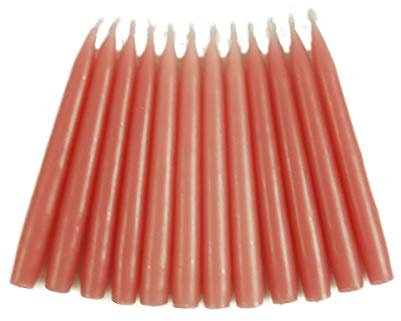 hdg Baumkerzen 12er Pack handgefertigte Kerzen aus Dänemark Ø 1,3 cm / 12 cm, Kerzen Farbe: Altrose/rosa