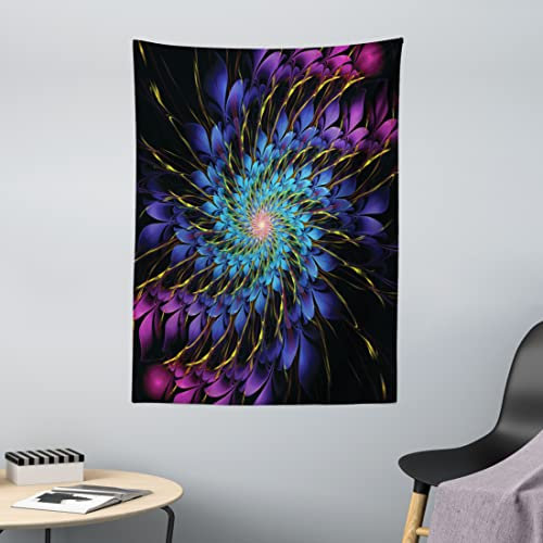 ABAKUHAUS Trippy Wandteppich, Vortex von Vivid Petals aus Weiches Mikrofaser Stoff Waschbar ohne Verblassen Digitaldruck, 110 x 150 cm, Lila Aqua