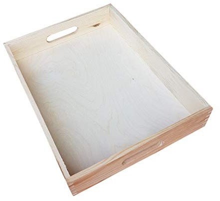 Wooden Serving Unpainted Tray 40 cm x 30 cm x 5.5 cm
