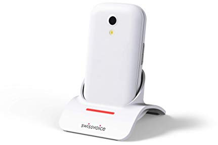 Swissvoice S24 White Big Button Mobile Phones for Elderly - Simple Mobile Phone with Charging Dock - Non Smart Mobile Phones - Flip Phones for Elderly