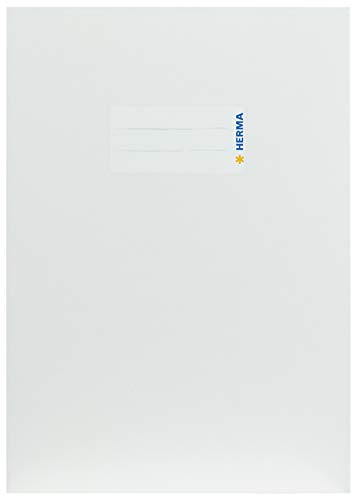 HERMA 19758 Heftumschlag A5 Karton Weiß, Hefthülle mit Beschriftungsfeld aus stabilem & extra starkem Papier, Heftschoner für Schulhefte, farbig
