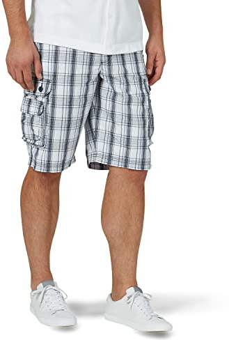 Lee Herren Dungarees New Belted Wyoming Cargo Short Cargos, Blue Mirage Plaid, 50