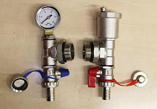 Water Underfloor Heating Manifold Fill/Drain Valves with Auto Air Vent (Male Connection)