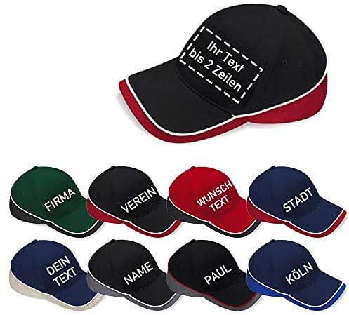 Personalisierte Teamwear Cap – Basecap mit hochwertiger Stickerei – individuell mit Namen oder Wunschtext (bis 2 Zeilen) bestickt – Unisex Baumwoll-Kappe mit Klettverschluss – Sport, Beruf & Verein
