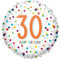 Amscan 4201301 - Standard Folienballon Konfetti 30 Happy Birthday, Durchmesser circa 43 cm, für Helium und Luft, Geburtstag