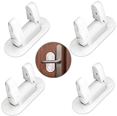 4Pcs Kids Handle Door Lever Lock Baby Safety Door Handle Locks Latches Child Proof Locks with 3M Adhesive for Kids Toddler Safety