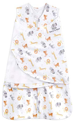 HALO 100% Cotton Sleepsack Swaddle, 3-Way Adjustable Wearable Blanket, TOG 1.5, Jungle Cotton, Small, 3-6 Months