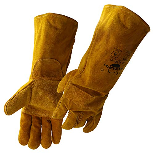 Reboot Guantes de Soldadura de Cuero Forjado/Mig/Tig Resistentes al Calor,Parrilla/horno/Estufa/Soporte de Olla/Soldador Barbacoa/Manejo de Animales con Manga Extra Larga 16