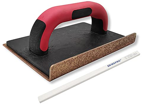 DEWEPRO® Hartmetall-Schleifbrett aus Wolfram Karbid mit abgewinkelter Seite und 2-Komponentengriff - Körnung K60 - geeignet zum Anrauen von Mauerwerken u.ä. - inkl. 1 St. DEWEPRO Bleistift