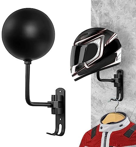 Helmet Rack, 180° Rotation Motorbike Helmet Display Rack, Standing Space Aluminum Helmet Stand Hat Holder Wall Mounted Hook For Coats Hats Key Motorcycle Helmet Holder Hook Jacket Hat Rack Hanger