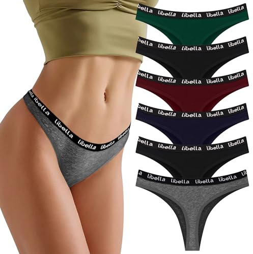 L&K-II Damen Tanga Strings aus Baumwolle Atmungsaktive Unterwäsche 6er Pack 3207 Mehrfarbig