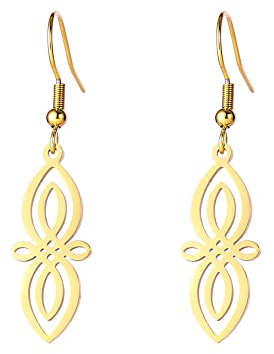 TEAMER Edelstahl Hexe Keltischer Knoten Hexerei Ohrring für Frauen Geometrische Hohle Ohrringe Vintage Wicca Amulett Schmuck (Stil 3 - Gold)