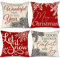 Weihnachten Kissenbezüge 20x20 Set von 4 Stück für Weihnachtsdekorationen Let it Snow Joy Rot Weihnachten Kissen Hello Winter Urlaub Wurfkissen Weihnachten Bauernhaus Dekor für Couch