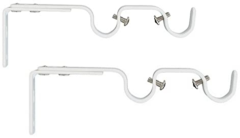 2 soportes para barras de cortina de canalón doble ø 20 mm, distancia entre centros ajustable extensible de 165-190 mm, color blanco mate, (1 juego de 2 soportes para barras)