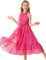 Vestido de cóctel de Fiesta para niñas, Vestido de Tul con Lentejuelas, Vestido de Princesa para niñas, Vestido de cóctel Acampanado de Gasa, 12 años, Fucsia
