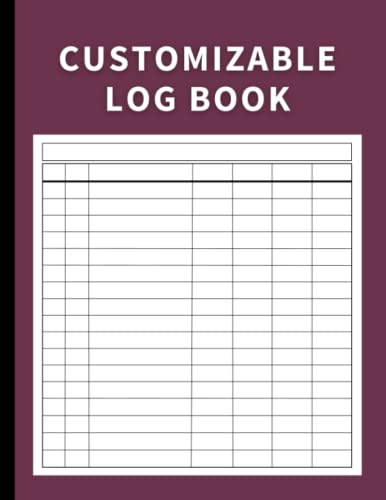 Customizable Log Book: Large with 7 Columns to Record Daily Activity, Inventory, Accounts, Income and Expenses, Petty Cash, Mileage, Vehicle Maintenance, Orders, Donations, or Visitors (Plum Cover)