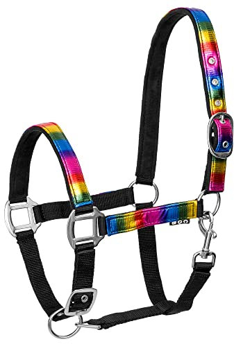 Start RainbowCloth gefüttertes Halfter für Pferde | Verstellbares Halfter im Regenbogenmuster | Eine Million Farben erhältlich in Pony Vollblut Warmblut (Cob (Vollblut), Mehrfarbig)