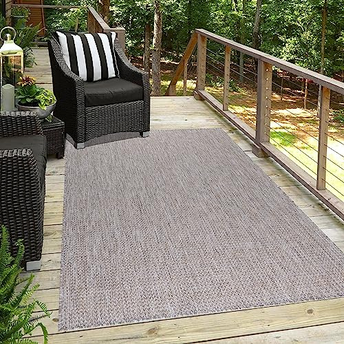 HomebyHome Outdoor Teppich Wetterfest 80x250 cm Sisal Optik Beige Bordüre Design Läufer - Balkon Teppich Wasserfest Küchenteppich Außenbereich Teppich für Terrasse Garten Balkon