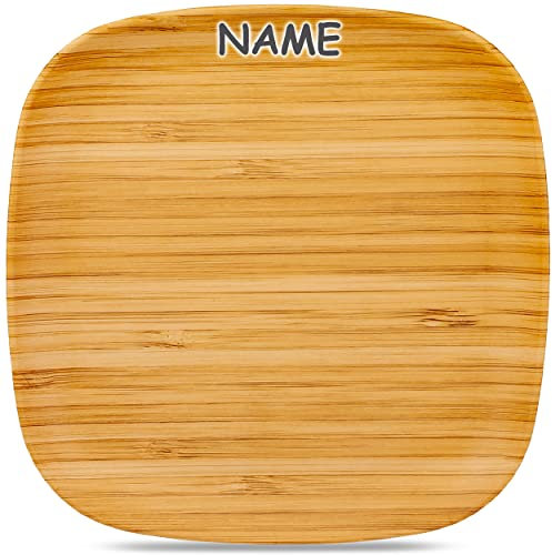 alles-meine.de GmbH Geschirr Motiv & Artikel wählbar 4 Stück - kleine Kunststoff - Teller/Speiseteller - Holz Muster - inkl. Name - Ø 20 cm - 4 eckig/quadratisch/rechte..