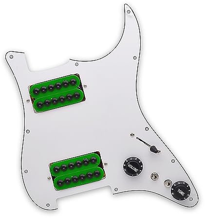 Vorverkabelter Beladene Schlagbrett Loaded Prewired Scratchplate Two Humbucker Coil Splitting HH Guitar Pickguard Schlagbrett Für E-Gitarre (Color : Green Pickup)
