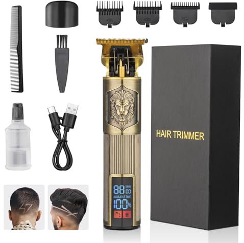 Luefu Tondeuse à cheveux professionnelle zéro espace pour barbier avec lames en T, coupe-bordures, tondeuse à cheveux sans fil, rechargeable, kit de coupe de cheveux, cadeau pour homme