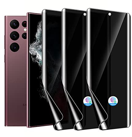 3 Pezzi Privacy Pellicola Protettiva per Samsung Galaxy S22 Ultra, Anti-Spia Pellicola Idrogel Film TPU Protezione Schermo Samsung Galaxy S22 Ultra 5G - Alta Sensibilità, Supporto Sensore di Impronte