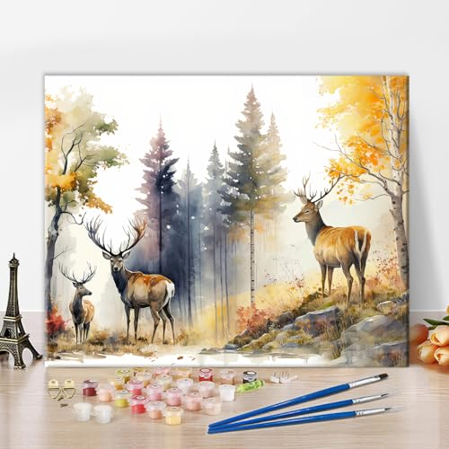 Peinture par numéros pour adultes débutants, kit de peinture par numéros pour enfants - Kit de peinture simple sur toile - Cadeaux - Artisanat pour la maison - Décoration de salon - 40,6 x 50,6 cm