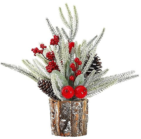 Runstarshow Künstlicher Mini-Weihnachtsbaum-Dekor, Kiefernholz, für Zuhause, Büro, Tisch, Schreibtisch, Dekoration, 25,4 cm hoch, 3 Stück