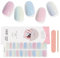 EBANKU 20pc Gel Nail Stickers - Holy Pink Blue Nail Strips, Long Lasting UV Strips for Women & Men Manicure