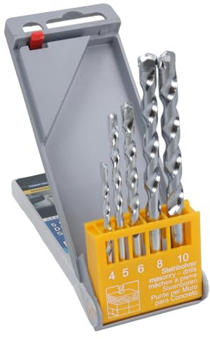 AB Tools 5 brocas para mampostería para hormigón, ladrillo, mampostería, martillo de 4-10 mm