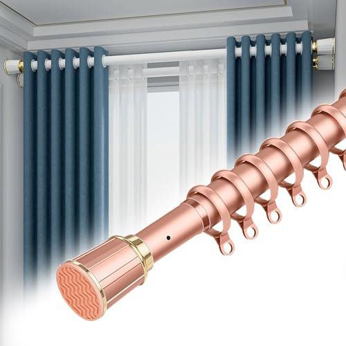 Gardinenstange ohne Bohren, Duschvorhangstange, 410CM-500CM 360CM-450CM 160CM-250CM 40CM-55CM Vorhangstange für Fenster, Teleskopstange Vorhang, Teleskop Kleiderstange Ausziehbar, Spannstange(Rosa,160