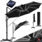 KESSER® Sonnenschirm Ampelschirm Sun Rund XL LED Solar Ø330 cm Inkl. Abdeckung, 7-Fach Verstellbar Neigbar Kippbar Groß 360° Drehbar Gartenschirm mit Kurbel Sonnenschutz UV50+ Schwarz