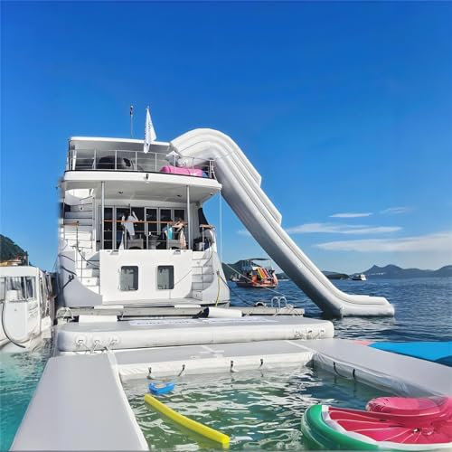 Gueploer Inflatable Slides Water Yacht Large Outdoor Water Compact Play Equipment, Large Slides for Ships (With Electric Air Pump),19.6Ft/6M