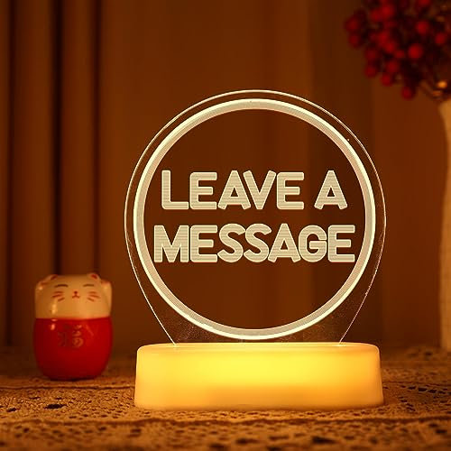 QUOXO Panneau de Table Leave A Message pour Livre d'or Audio Décor de réception de Mariage avec lumière Chaude (Blanc Chaud)