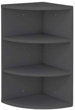 Eckregal Corner 60 Anthrazit, Bücherregal 3 Fächer, Eckregal stehend, aus Holz 30x30x60 cm schmal, Eckwandregal