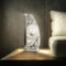 Luverre Tischlampe | LED-Leuchte | Glas-Leuchte mit Gravur für Nachttisch, Kommode, Wohnzimmer | Motivation, Pop Art, Bitcoin (Digital Gold, Segel | silber)