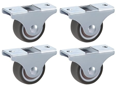 LIKERAINY Kleine Geräuscharme Räder TPR-Gummiräder Möbelrollen Ø 50 x 18 mm ohne Bremse mit Befestigungsplatte für Möbel und Kabinett Lenkrolle Tragkraft 100kg 4 Stück
