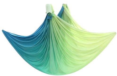 YOGALAXY® Aerial Yoga Tuch, Yoga Hängematte, Yogaschaukel, Yogatuch, aus 100% Nylon, 4 x 2,8 m, bis 500kg belastbar, für Anfänger und Profis, ohne Zubehör - Dschungel (grün-gelber Farbverlauf)