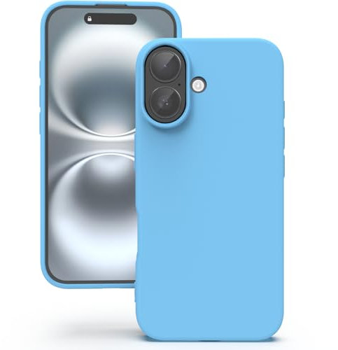YATWIN Silicone Case for iPhone 16 Plus, Soft-Touch, Shockproof, DustProof, Antiskid Full Body Armour Phone Cover for Apple iPhone 16 Plus - Sky Blue